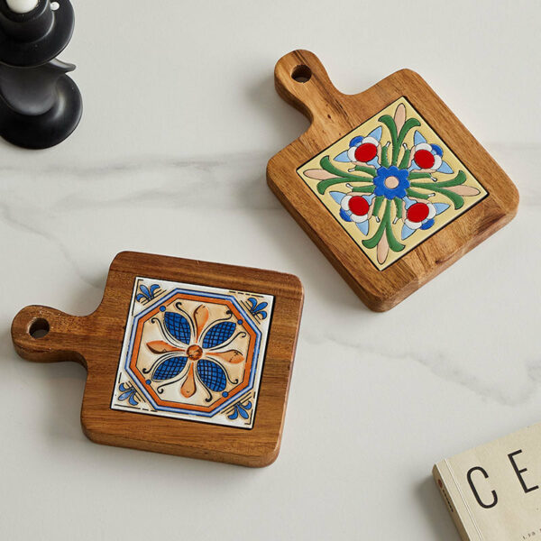 Creative Floral Pattern Wooden Kitchen Placemats - Image 3