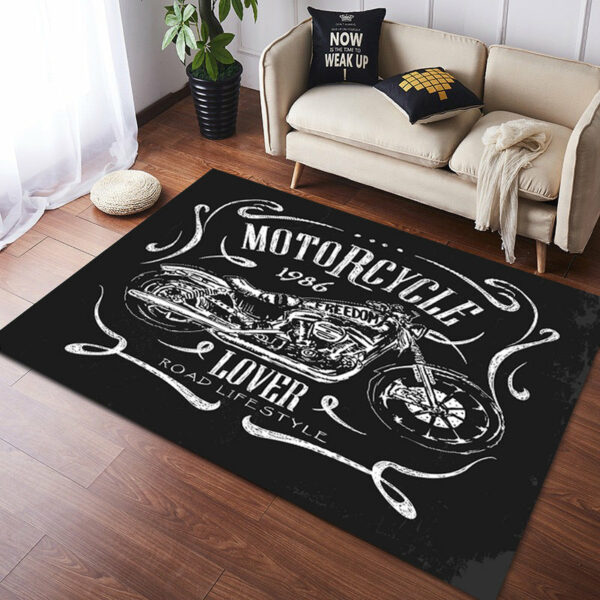 Vintage Harley Kawasaki Ducati Motorcycle Flannel Floor Mats 01 - Image 2