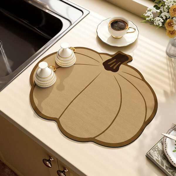 Pumpkin Techno Fabric Water Control Mats Sink Cup Draining Mat Restaurant Kitchen Countertop Absorbent Mats - Image 2