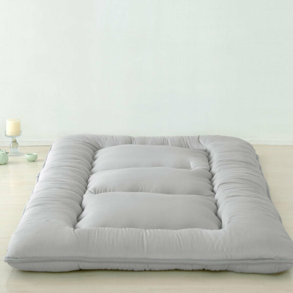 Grey Solid Colour Thickened Futon Floor Mattress Foldable Camping Portable Roll-up Mattress Sleeping Mat 01 - Image 2