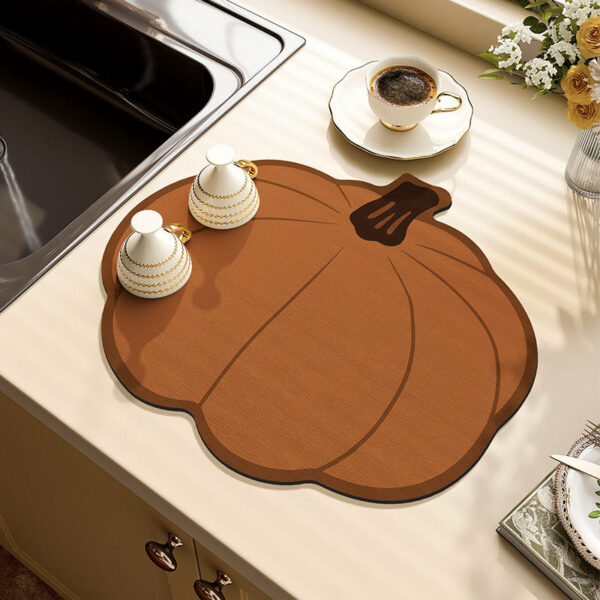 Pumpkin Techno Fabric Water Control Mats Sink Cup Draining Mat Restaurant Kitchen Countertop Absorbent Mats - Image 3