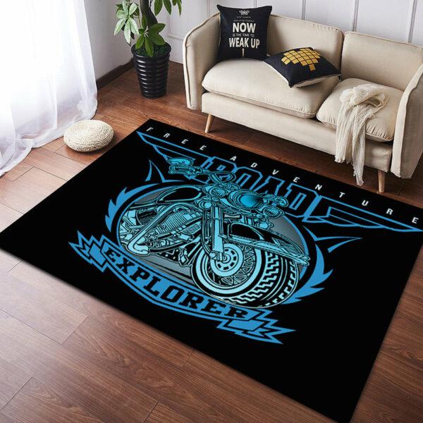 Vintage Harley Kawasaki Ducati Motorcycle Flannel Floor Mats 01 - Image 4