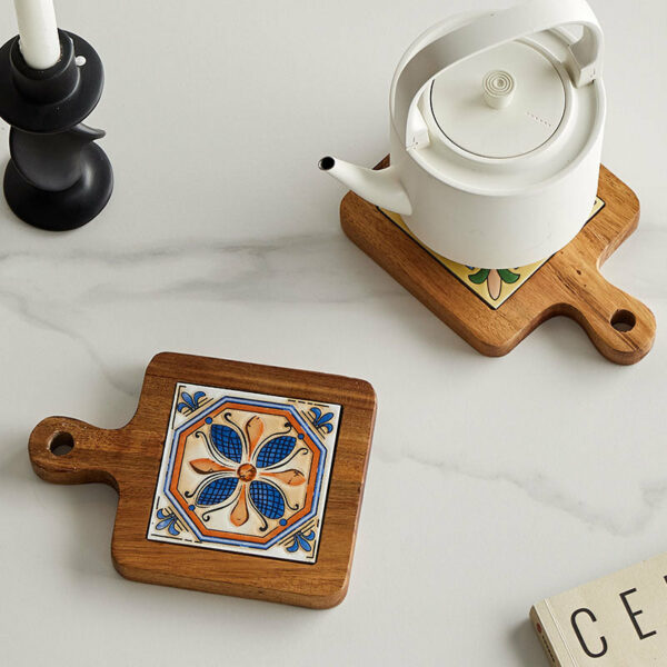 Creative Floral Pattern Wooden Kitchen Placemats