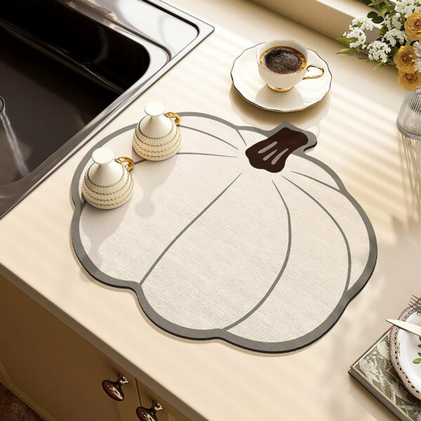 Pumpkin Techno Fabric Water Control Mats Sink Cup Draining Mat Restaurant Kitchen Countertop Absorbent Mats - Image 4