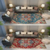 Red and Blue Shaggy Patterned Retro Traditional Rugs for the Living Room Hall
