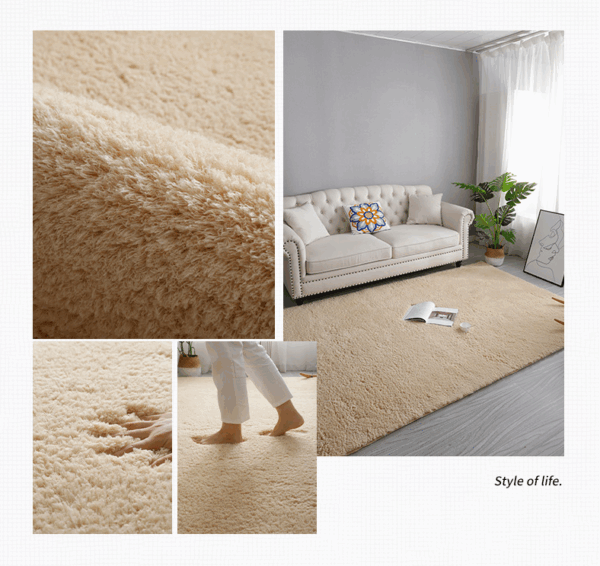 Comfy Grass Green Simple Modern Lambswool Shaggy Rugs For Living Room Kids Room Bedroom Bedside Carpet - Image 2