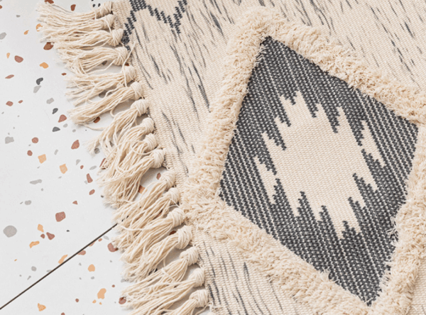 Retro Moroccan Geometric Pattern Cotton and Linen Area Rug with Tassel Handwoven Floor Carpet Rug for Living Room Bedroom 21 - Image 3