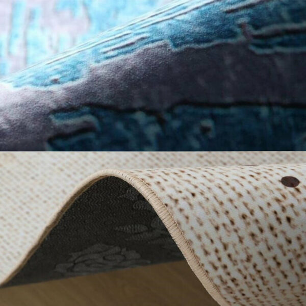 Blue Grey Modern Patterned Geometric Moroccan Kitchen Mat Polyester Doormat Runners Rugs Bathroom Anti-skip Mats - Image 2