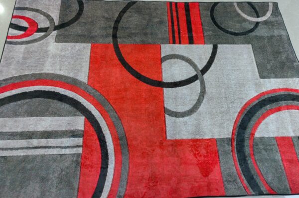 Grey Red Multi-pattern Geometric Rugs for Living Room Dining Room Bedroom - Image 2