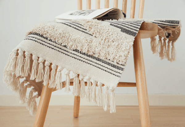 Retro Moroccan Geometric Pattern Cotton and Linen Area Rug with Tassel Handwoven Floor Carpet Rug for Living Room Bedroom 14 - Image 2