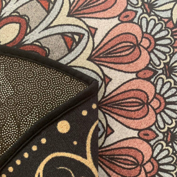 Yellow Round Printed Patterned Vintage Style Rugs Living Room Bedroom Office Anti-slip Area Floor Mats - Image 5