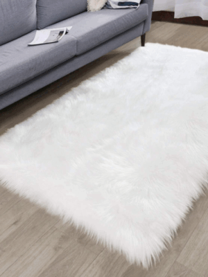Super Soft White Faux Sheepskin Fur Area Rugs Shaggy Plush  Bedside Rugs For the Bedroom Living Room Hall