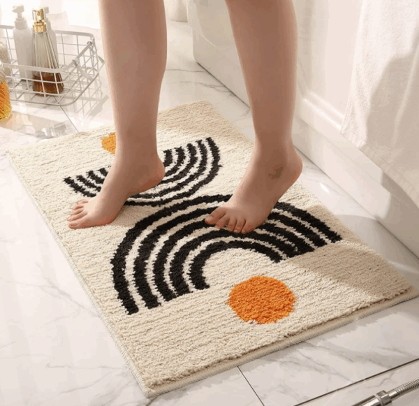 Non-Slip Soft Bath-Rugs Microfiber Bathroom/Bathtub Washable Bath Mats Plush Fluffy Beige