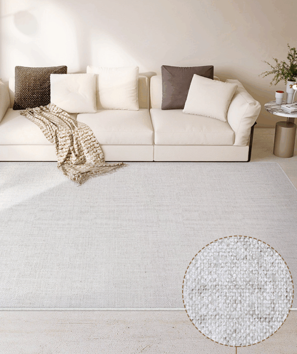 Linen Patterned Light Grey Modern Minimalist Living Room Rug Bedroom Sofa Coffee Table Rug 06 - Image 2