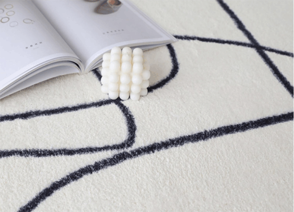 Black and white line faux cashmere carpet Living room home carpet Bedroom plush bedside carpet - Image 2