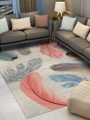 Colorful Feather Modern Simple Rugs for Dining Room Living Room Hall Bedroom Office