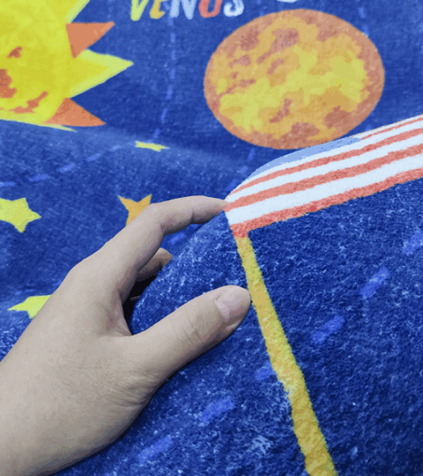 Cartoon Planet Kids Room Living Room Faux Cashmere Sofa Rug Carpet Bedroom Bedside Rug - Image 3