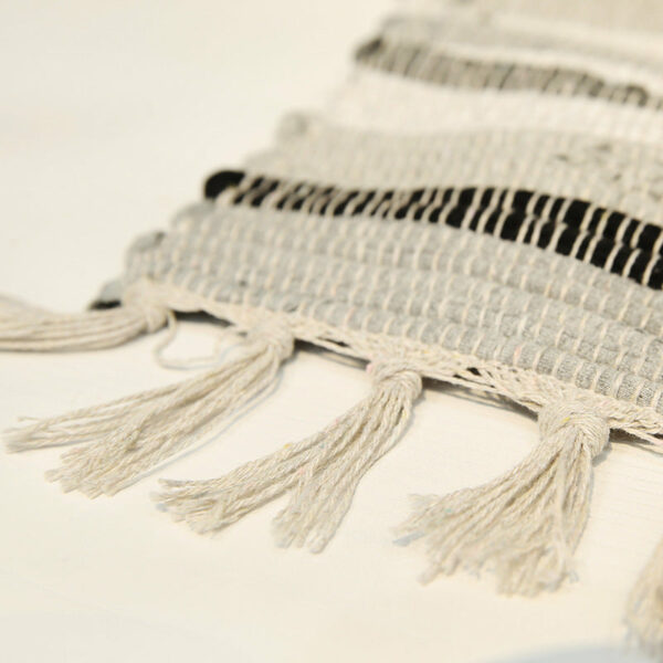 Grey Handmade Eco-Friendly Cotton Striped Carpet With Tassel For Bedroom Bedside Kitchen Living Room Bathroom Absorbent Floor Mat - Image 6