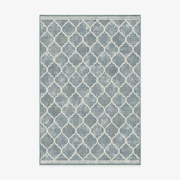 Blue Modern Geometric Rugs Runners for Living Room Bedroom Hall Office Machine Washable - Image 9