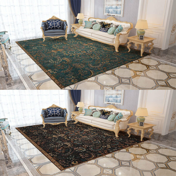 Green Black Shaggy Traditional Retro Patterned Carpets for the Lobby Office