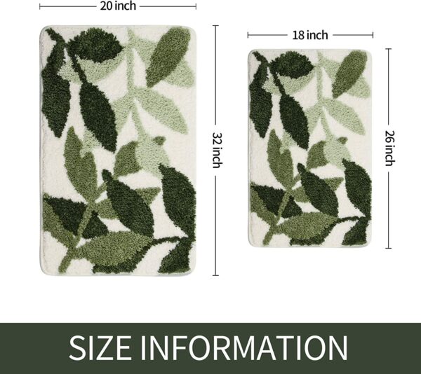 Extra Soft Flocking Bath Mats Absorbent Non-Slip Bathroom Rugs  Leaves - Image 3