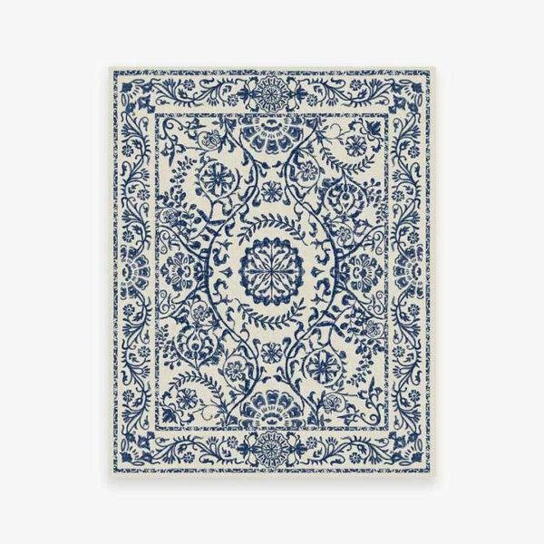 Blue Traditional Floral Rugs Runners for Living Room Bedroom Hall Office Machine Washable - Image 11