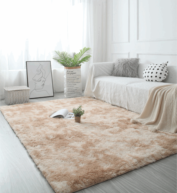 Gradient Beige Colour Modern Plain Carpet Bedroom Living Room Sofa Rugs Soft Plush Shaggy Rugs