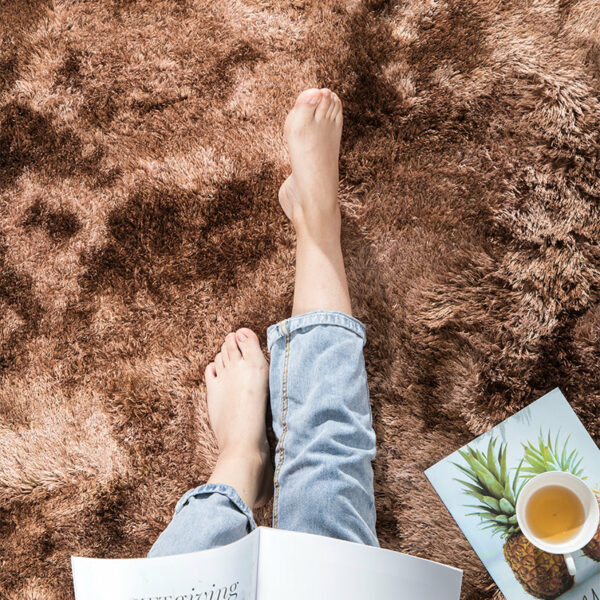 Gradient Brown Colour Modern Plain Carpet Bedroom Living Room Sofa Rugs Soft Plush Shaggy Rugs - Image 5