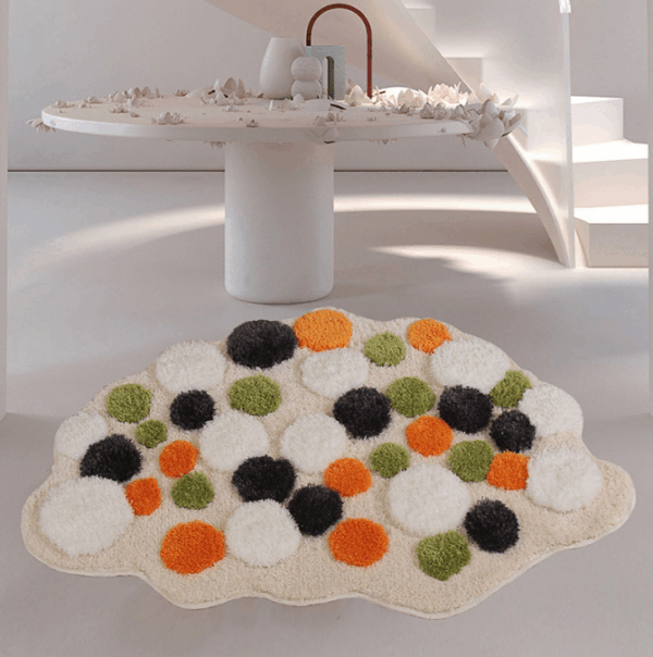 Creamy Thicked Shaped Fleece Flocked Entryway Doormat Rugs Kitchen Bathroom Anti-slip Mats