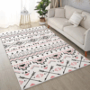 Persian-style Geometric Pattern Faux Cashmere Rugs For Living Room Bedroom Bedside Rugs Anti-slip Foot Mats