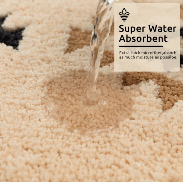 Bohemian Style Super Soft Flocked Bath Mat Absorbent And Non-slip Bathroom Rugs - Image 3