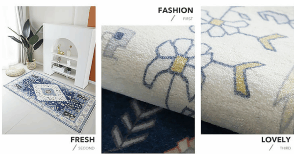 Light Luxury Vintage Living Room Faux Cashmere Sofa Rug Carpet Bedroom Bedside Rug Machine Washable Plush Floor Mats 05 - Image 2