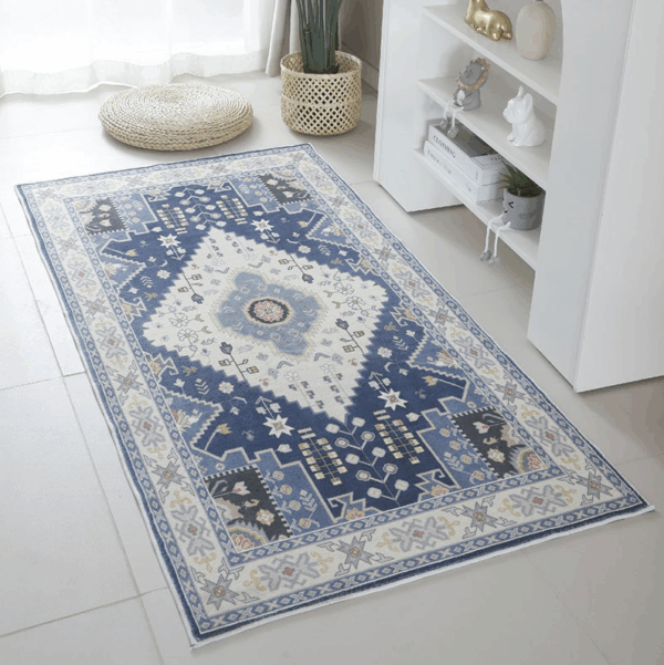 Light Luxury Vintage Living Room Faux Cashmere Sofa Rug Carpet Bedroom Bedside Rug Machine Washable Plush Floor Mats 05