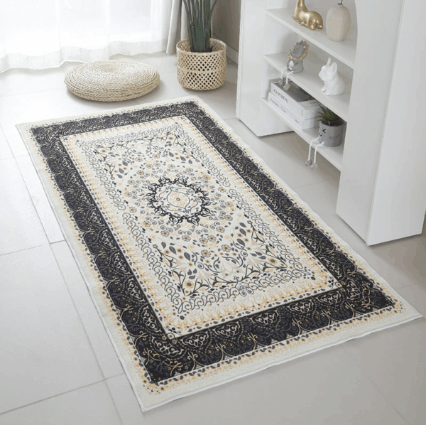 Light Luxury Vintage Living Room Faux Cashmere Sofa Rug Carpet Bedroom Bedside Rug Machine Washable Plush Floor Mats 06
