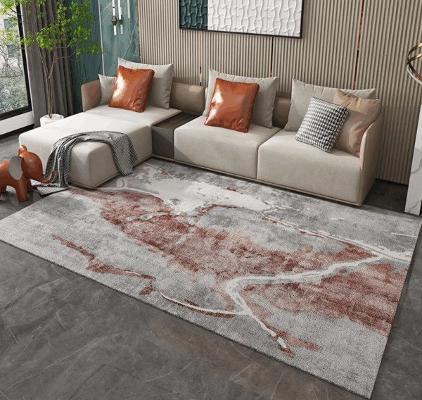 Abstract Modern Minimalist Faux Cashmere Living Room Rug Coffee Table Mat Bedroom Shaggy Floor Mats 06 - Image 2