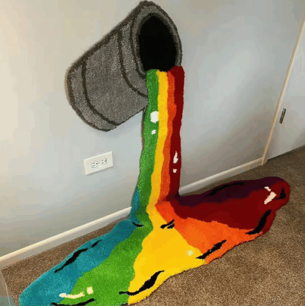 Creative Fun Rainbow Paint Bucket Pattern Niche Art Design Bedroom Living Room Home Carpets 01 - Image 2