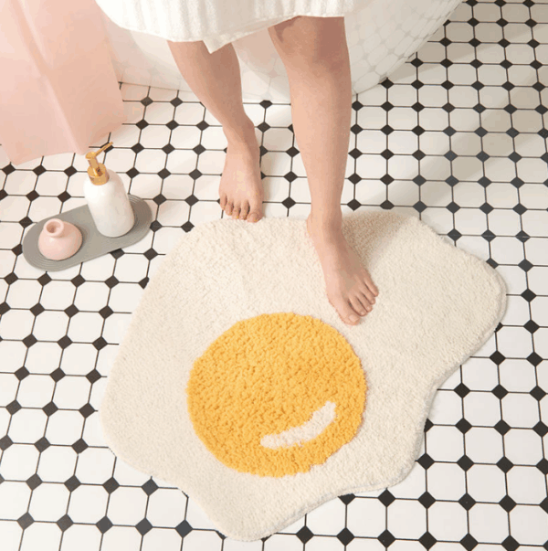 Cute Egg Thick Flocked Mats Bathroom Foot Mats Household Toilet Doorway Mats - Image 2
