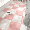 Patchwork Cuttable Modern Checkered Pattern Fuzzy Comfortable Bedroom Rug For Living Room