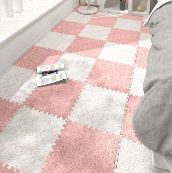 Patchwork Cuttable Modern Checkered Pattern Fuzzy Comfortable Bedroom Rug For Living Room
