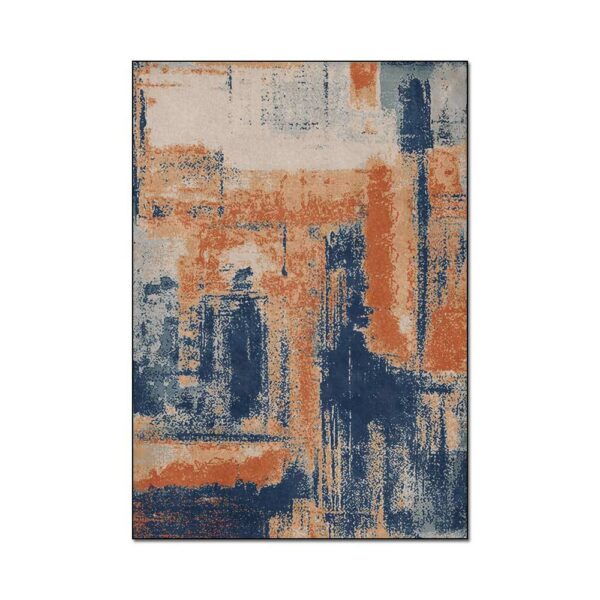 Orange Abstract Ink Painting Watercolour Mats For Bedroom Children's Room Sofa Mat Easy Care Floor Mats - Image 2