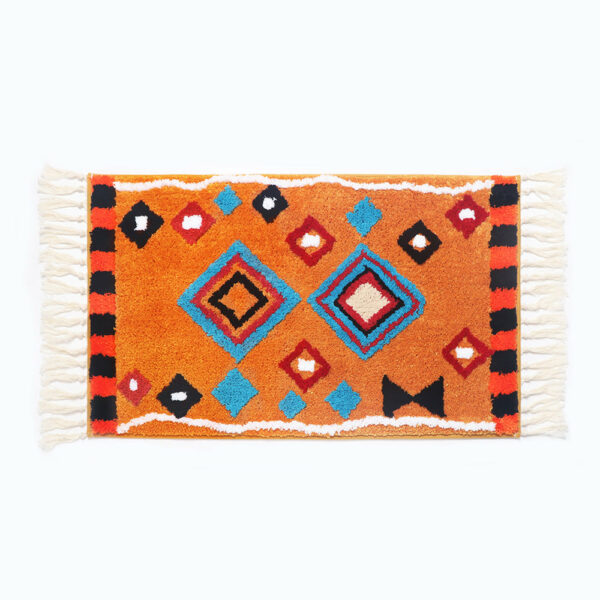 Orange Bohemian Tassels Extra Soft Flocking Bath Mats Absorbent Non-Slip Bathroom Rugs 01
