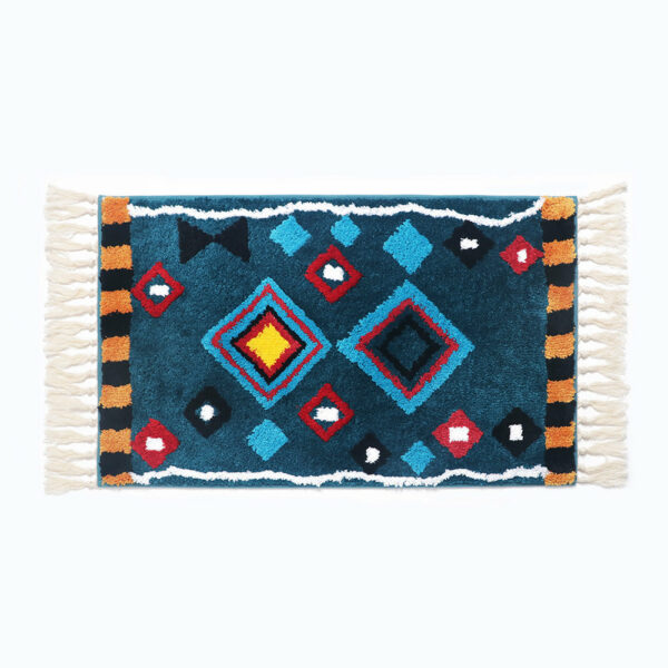 Blue Bohemian Tassels Extra Soft Flocking Bath Mats Absorbent Non-Slip Bathroom Rugs 02