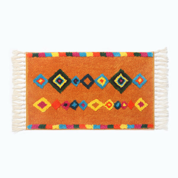 Orange Bohemian Tassels Extra Soft Flocking Bath Mats Absorbent Non-Slip Bathroom Rugs 05