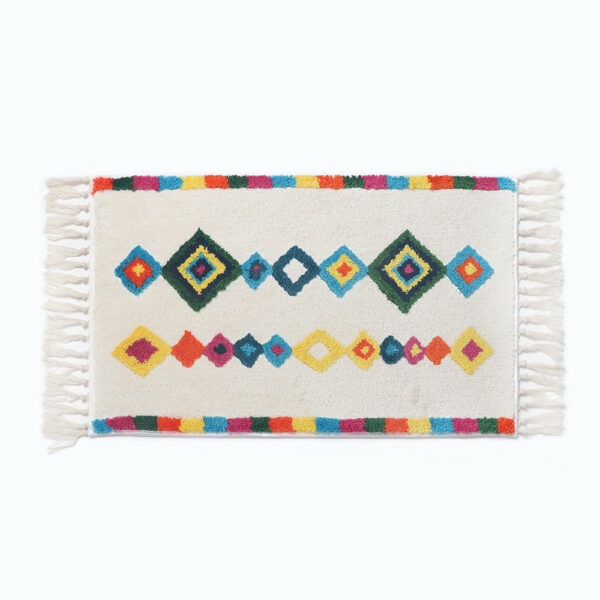 White Bohemian Tassels Extra Soft Flocking Bath Mats Absorbent Non-Slip Bathroom Rugs 07