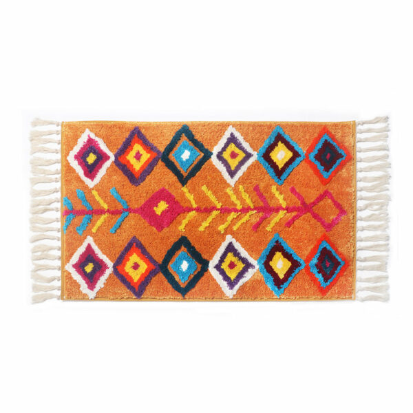 Orange Bohemian Tassels Extra Soft Flocking Bath Mats Absorbent Non-Slip Bathroom Rugs 08