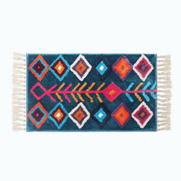 Blue Bohemian Tassels Extra Soft Flocking Bath Mats Absorbent Non-Slip Bathroom Rugs 09