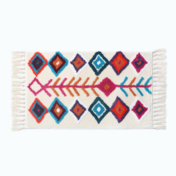 White Bohemian Tassels Extra Soft Flocking Bath Mats Absorbent Non-Slip Bathroom Rugs 11
