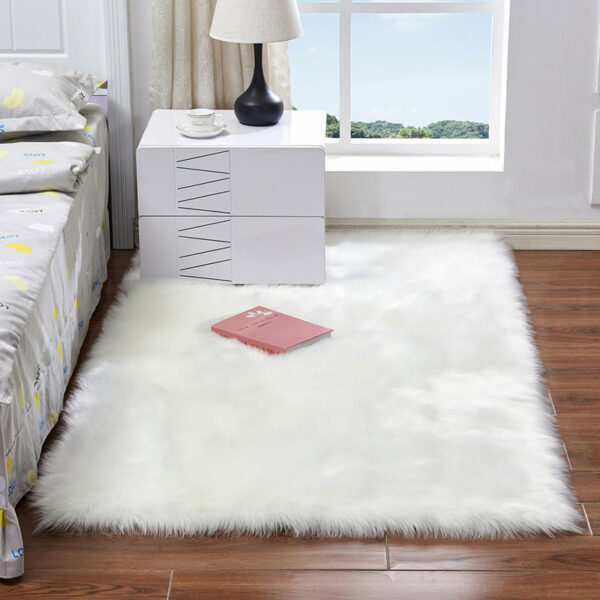 Super Soft White Faux Sheepskin Fur Area Rugs Shaggy Plush  Bedside Rugs For the Bedroom Living Room Hall - Image 2