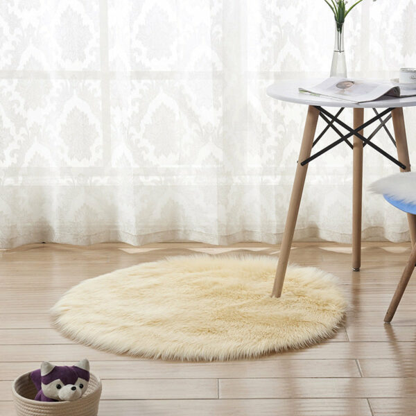 Yellow Modern Shaggy Area Faux Sheepskin Fur Round Plush Rugs For  Living Room Bedroom Hall Bedroom Bedside