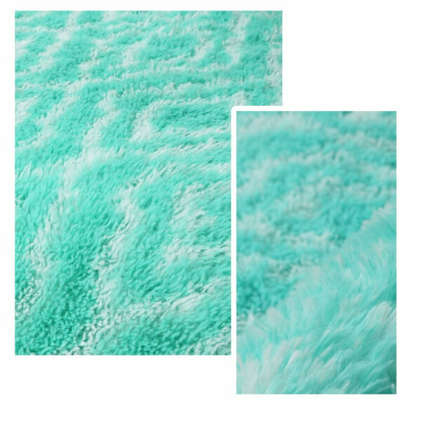 Light Blue Soft Comfortable Geometric Plush Shaggy Rugs Bedroom Living Room Bedside Rug Floor Mat 06 - Image 2